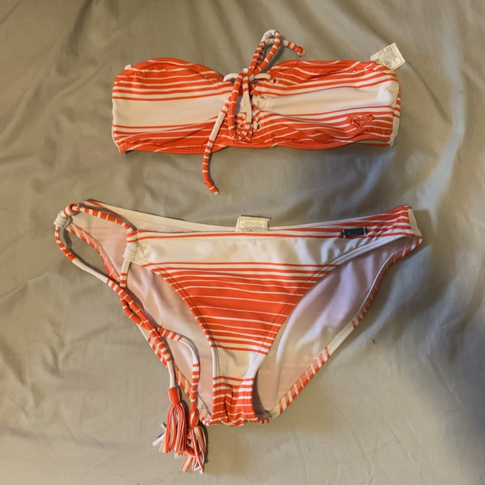 Orange Striped Roxy Bikini